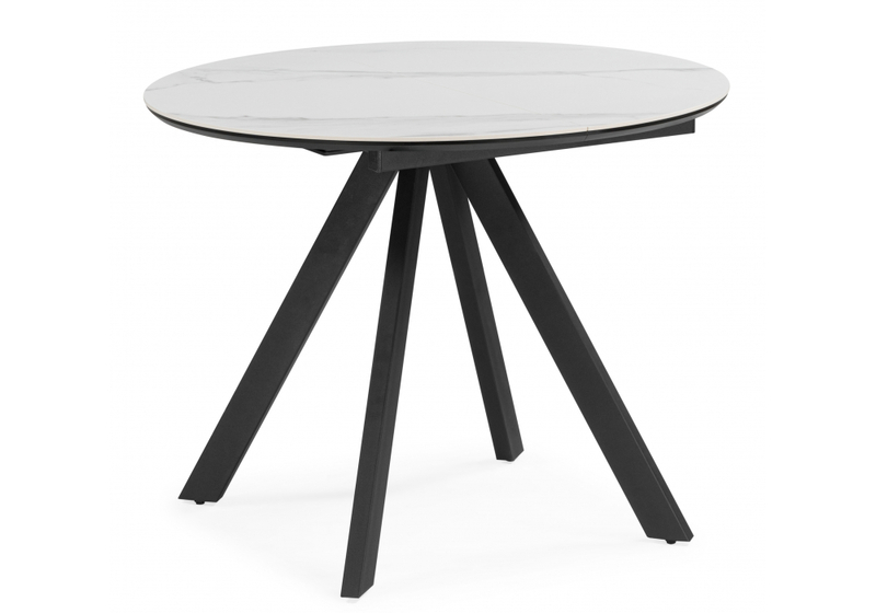 Керамический стол, Трейси 90 snow white / черный