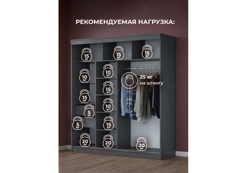 Шкаф, Айвор 2,0 м графит