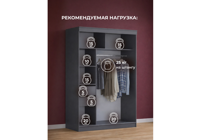 Шкаф, Айвор 1,5 м графит