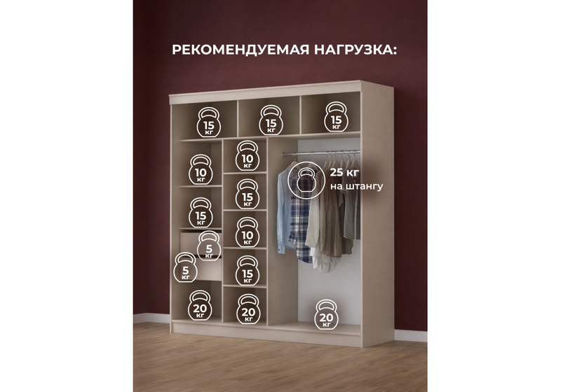 Шкаф, Айвор 2,0 м кашемир