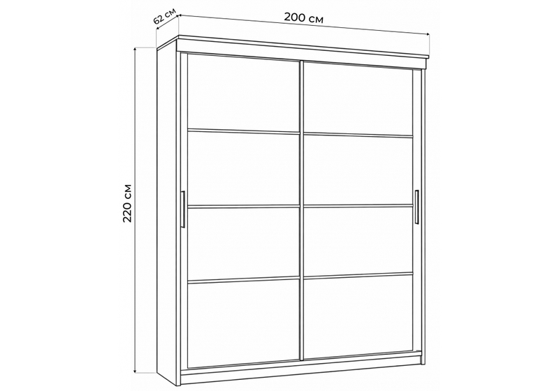 Шкаф, Москана-2 2 м анкор светлый / зеркало / лакобель белый