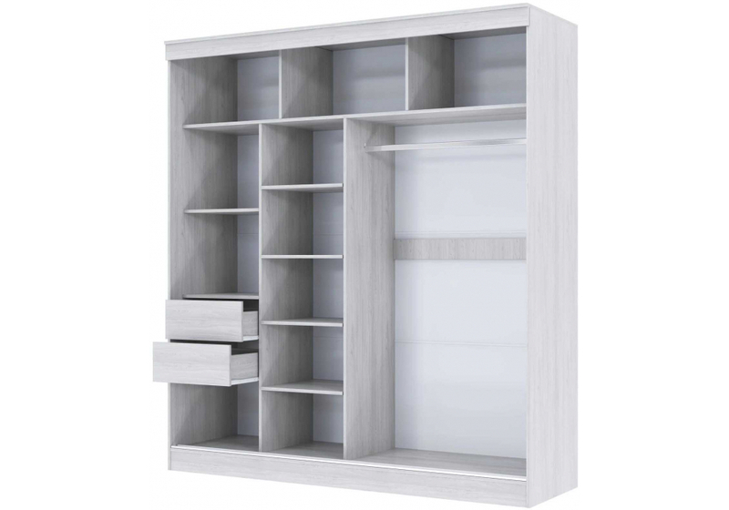 Шкаф, Москана-2 2 м анкор светлый / зеркало / лакобель белый