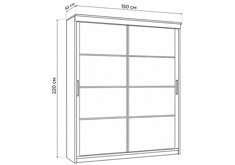 Шкаф, Москана-2 1,5 м анкор светлый / зеркало / лакобель белый