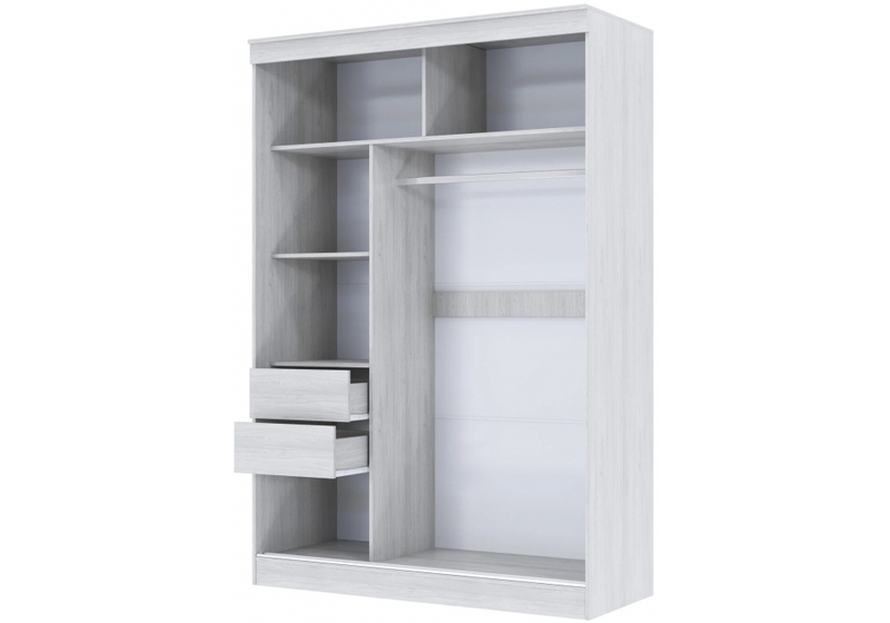 Шкаф, Москана-2 1,5 м анкор светлый / зеркало / лакобель белый