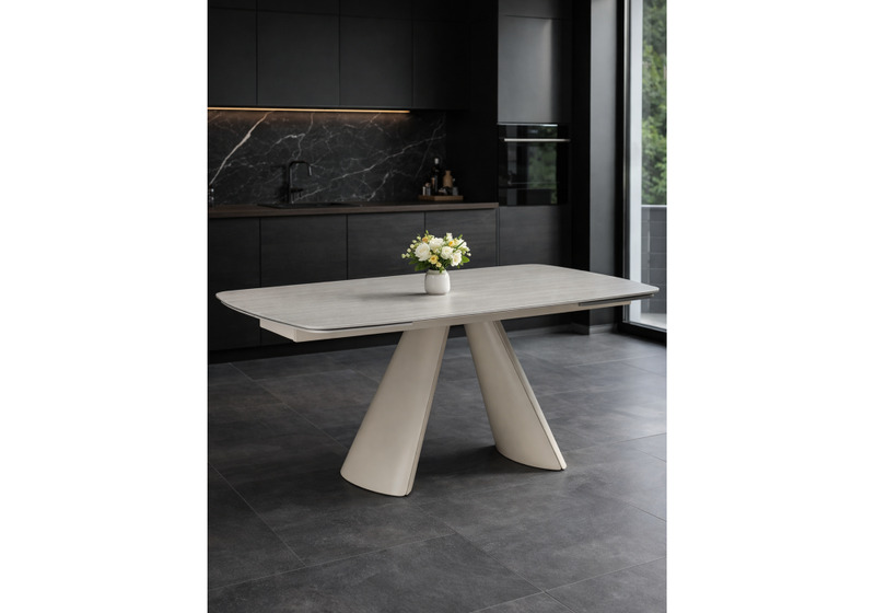 Керамический стол, Grig 165(240)x90 серо-бежевый