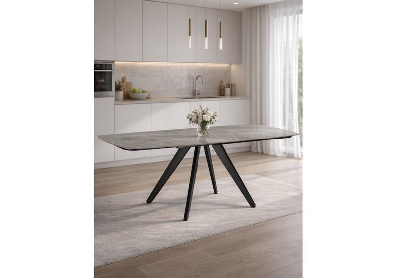 Керамический стол, Silvi 120(180)x80 серый / черный