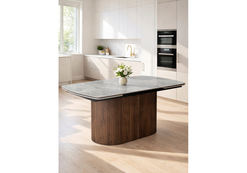 Керамический стол, Lagos 160(240)x90 серый / орех