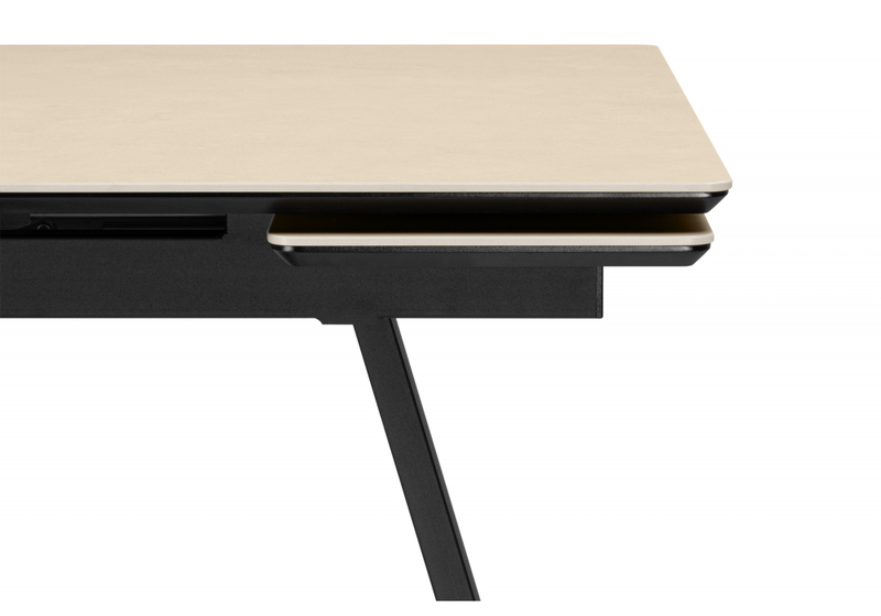 Керамический стол, Памелла 120(180)х80 okara light yellow / черный