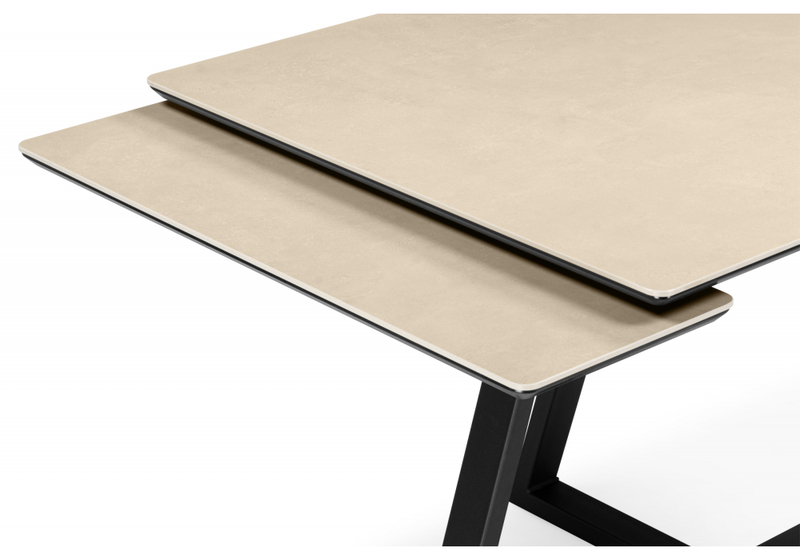 Керамический стол, Памелла 120(180)х80 okara light yellow / черный