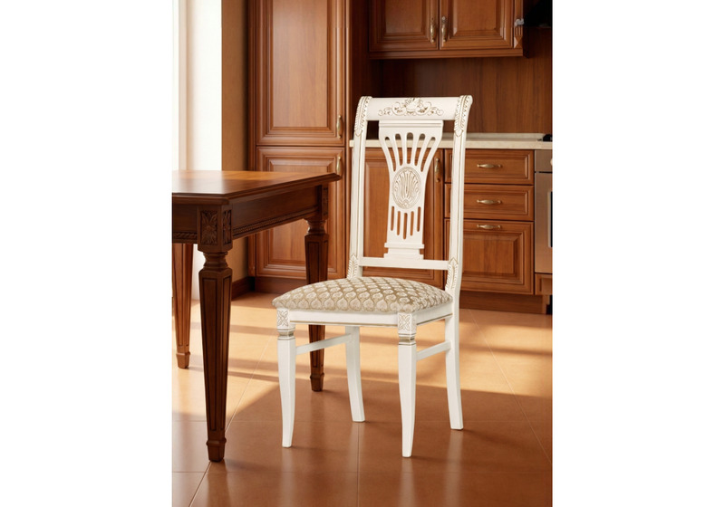 Стул деревянный, Roy золото патина тк. К02 бежевая / слоновая кость