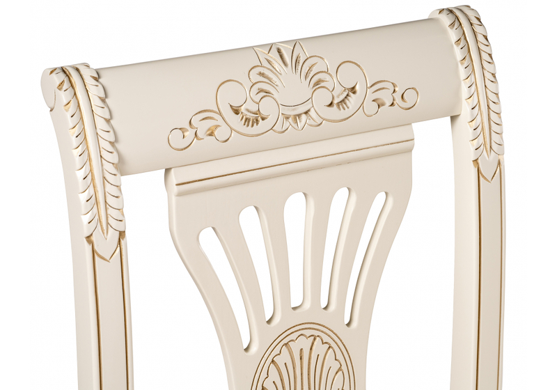 Стул деревянный, Roy золото патина тк. К02 бежевая / слоновая кость