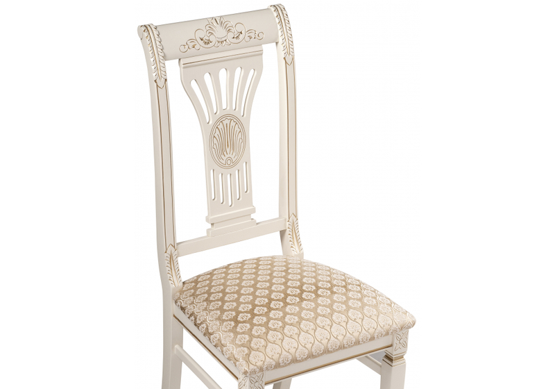 Стул деревянный, Roy золото патина тк. К02 бежевая / слоновая кость