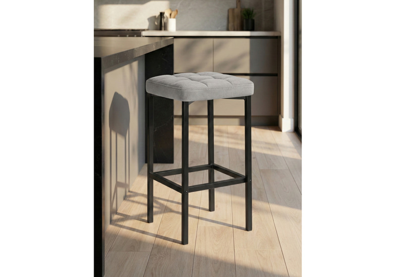 Барный стул, Лофт серый (катания сильвер) / черный