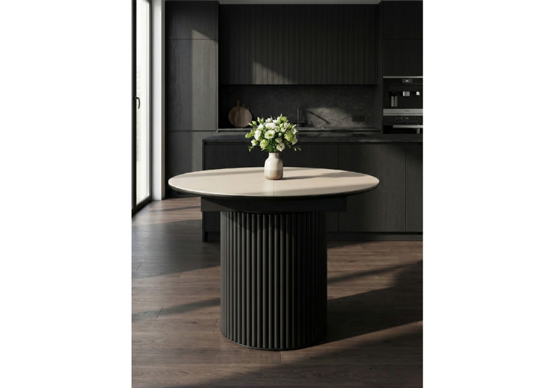 Керамический стол, Стивен 100(140) okara light yellow / черный