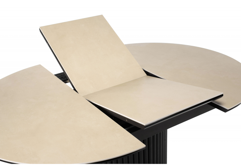 Керамический стол, Стивен 100(140) okara light yellow / черный