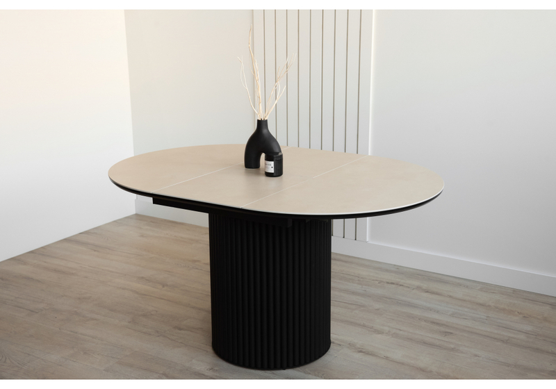 Керамический стол, Стивен 100(140) okara light yellow / черный