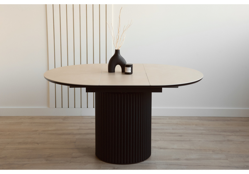 Керамический стол, Стивен 100(140) okara light yellow / черный