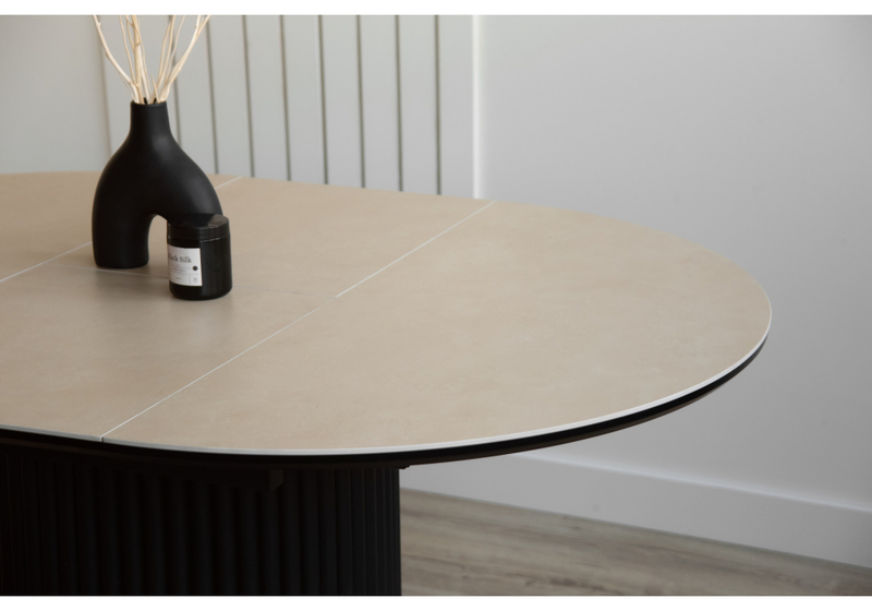 Керамический стол, Стивен 100(140) okara light yellow / черный