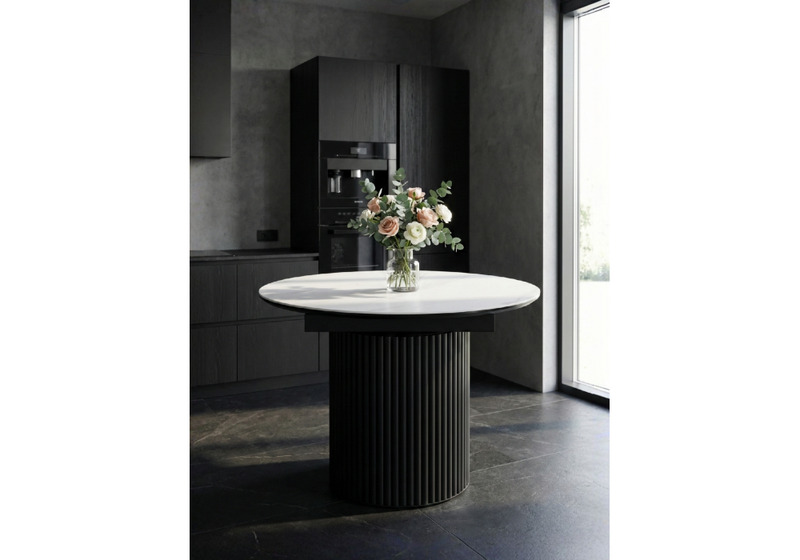 Керамический стол, Стивен 100(140) snow white / черный