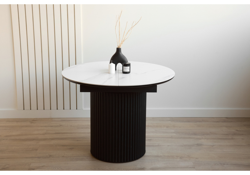 Керамический стол, Стивен 100(140) snow white / черный