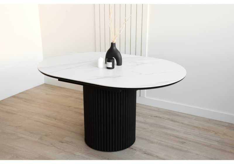 Керамический стол, Стивен 100(140) snow white / черный