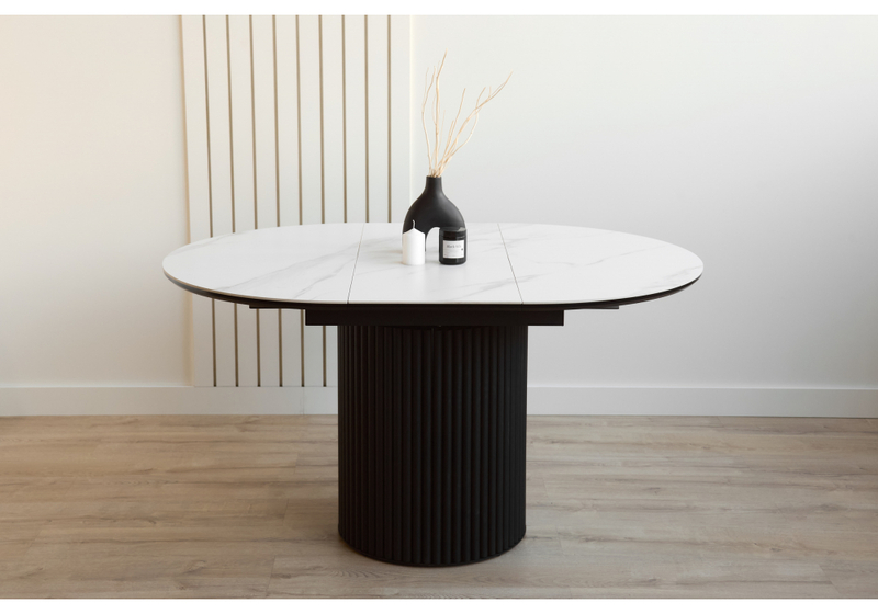 Керамический стол, Стивен 100(140) snow white / черный