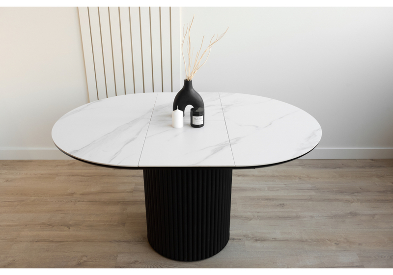 Керамический стол, Стивен 100(140) snow white / черный