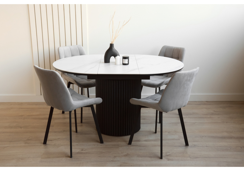 Керамический стол, Стивен 100(140) snow white / черный