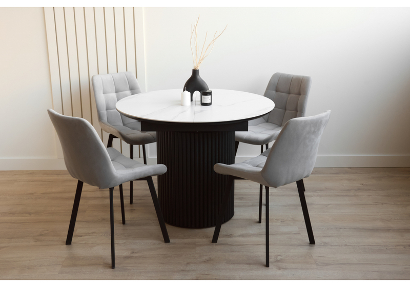 Керамический стол, Стивен 100(140) snow white / черный