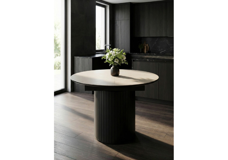 Керамический стол, Лорен 100(140) okara light yellow / черный