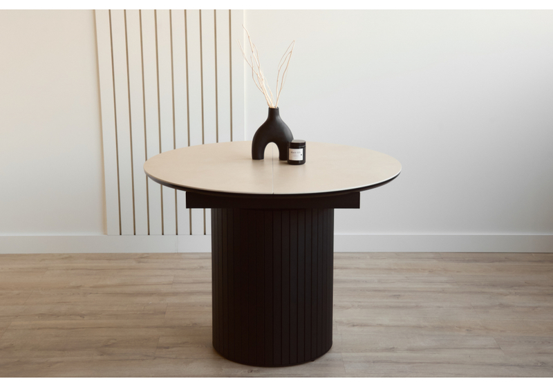 Керамический стол, Лорен 100(140) okara light yellow / черный