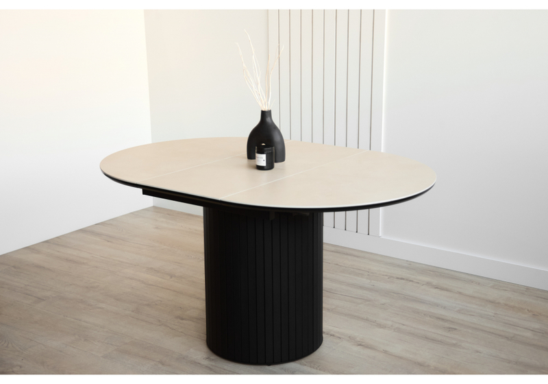 Керамический стол, Лорен 100(140) okara light yellow / черный