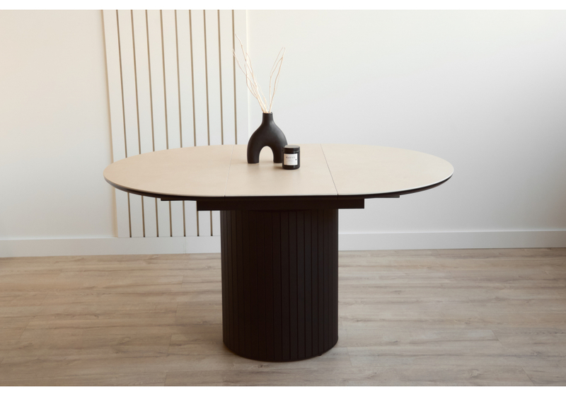 Керамический стол, Лорен 100(140) okara light yellow / черный