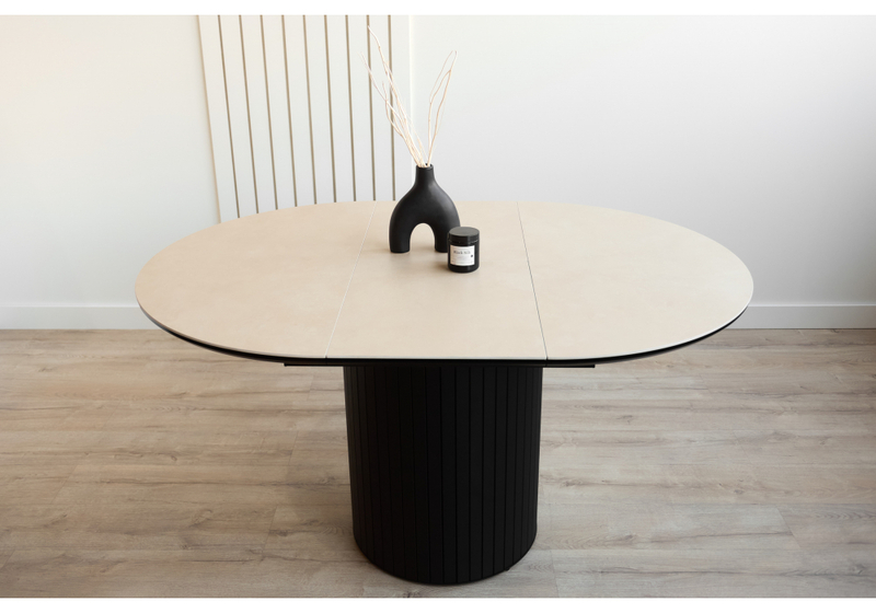 Керамический стол, Лорен 100(140) okara light yellow / черный