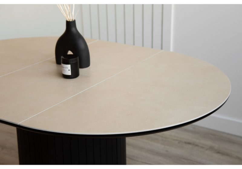 Керамический стол, Лорен 100(140) okara light yellow / черный