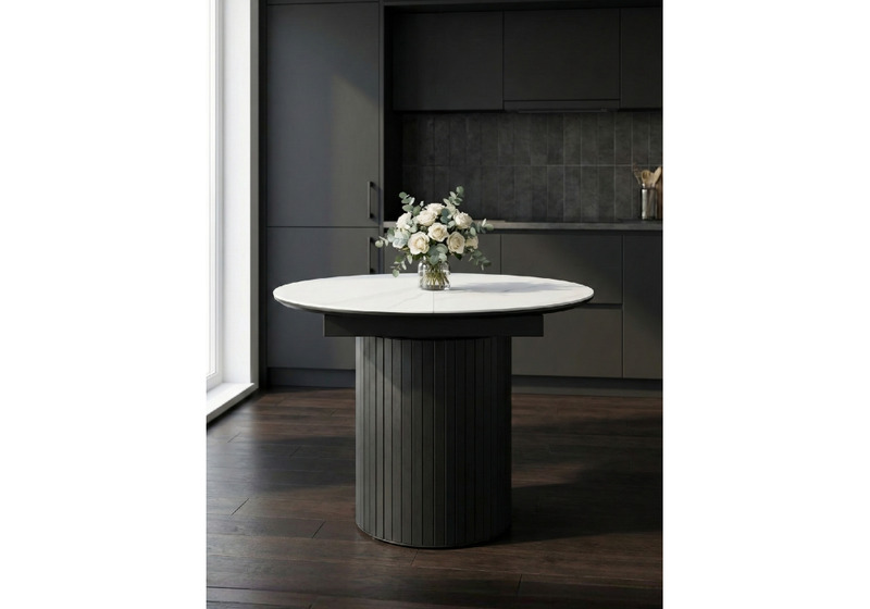 Керамический стол, Лорен 100(140) snow white / черный