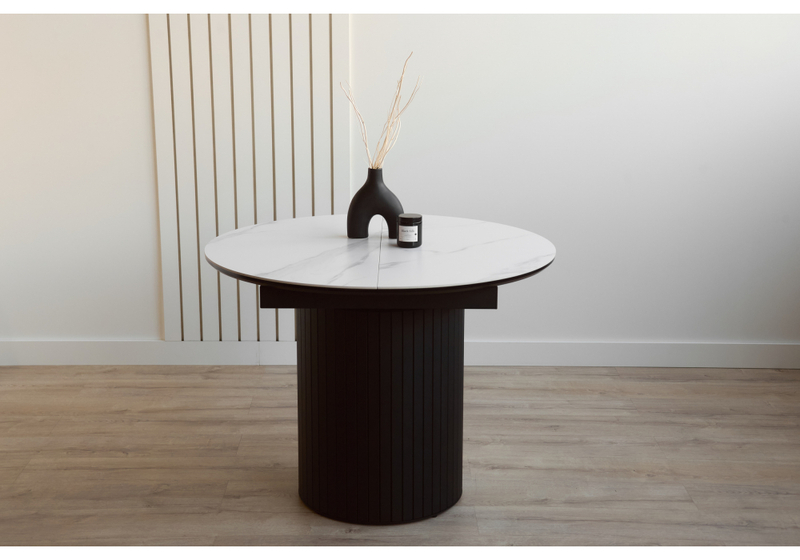 Керамический стол, Лорен 100(140) snow white / черный