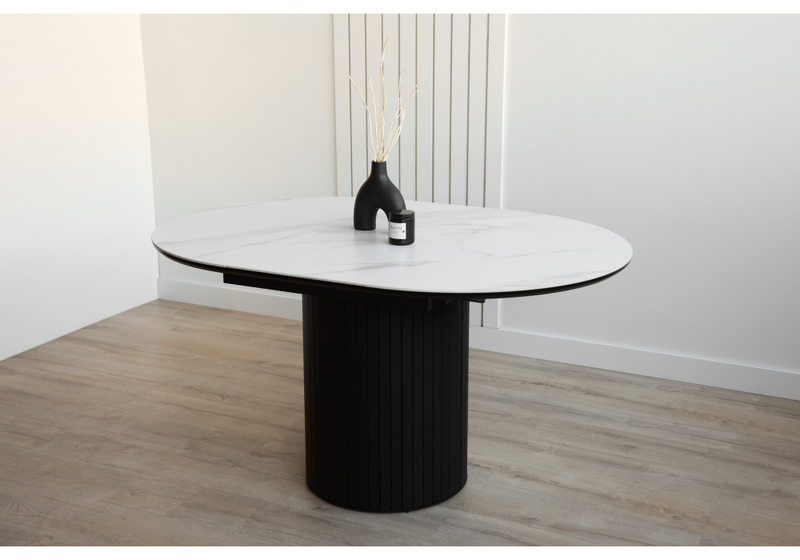 Керамический стол, Лорен 100(140) snow white / черный