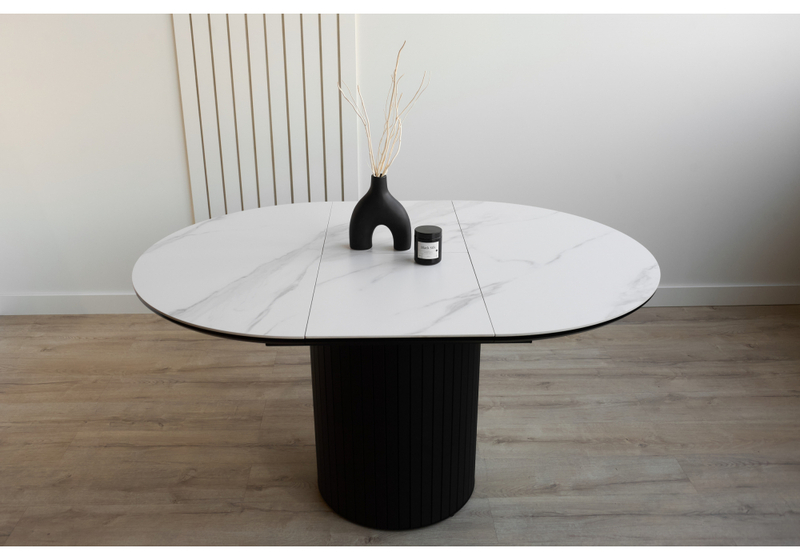 Керамический стол, Лорен 100(140) snow white / черный