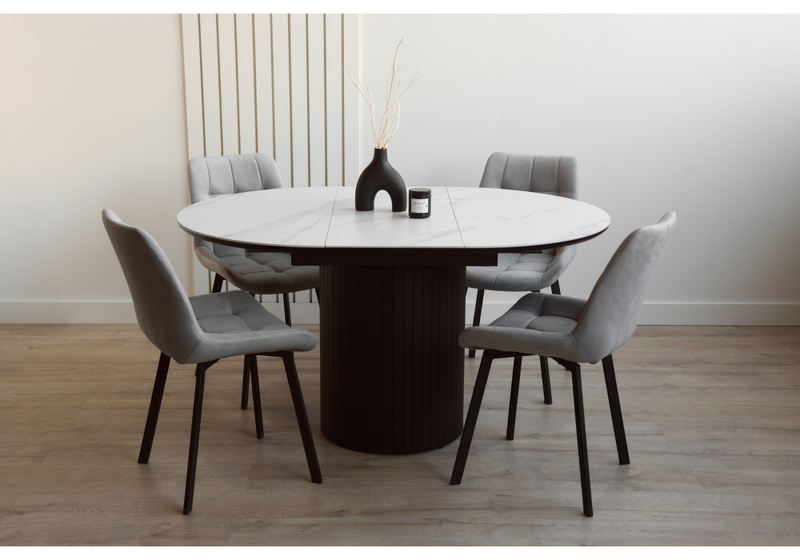 Керамический стол, Лорен 100(140) snow white / черный