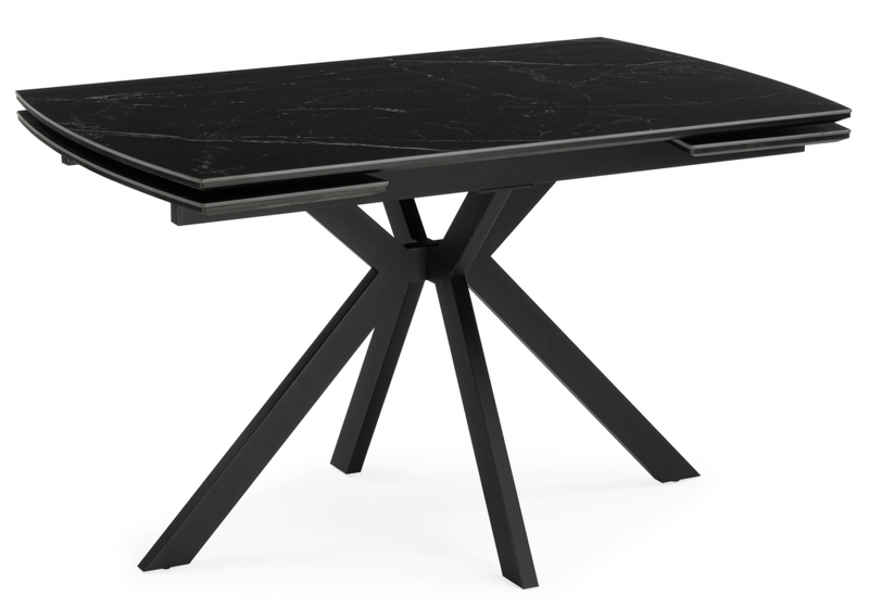 Керамический стол, Катчел-2 120(180)x80 matte черный мрамор / черный