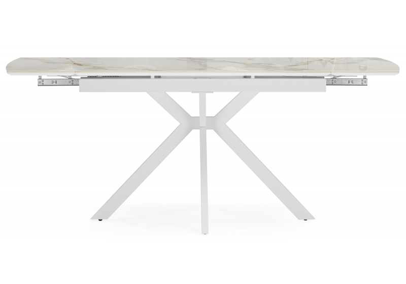 Керамический стол, Катчел-2 120(180)x80 calacatta gold / белый