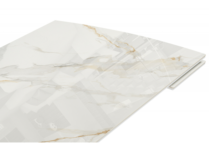 Керамический стол, Катчел-2 120(180)x80 calacatta gold / белый