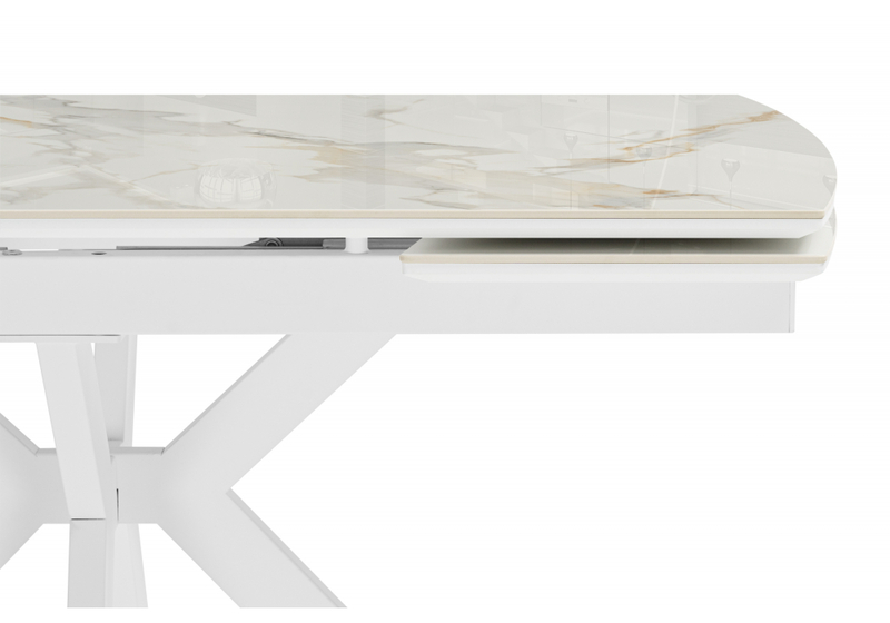 Керамический стол, Катчел-2 120(180)x80 calacatta gold / белый