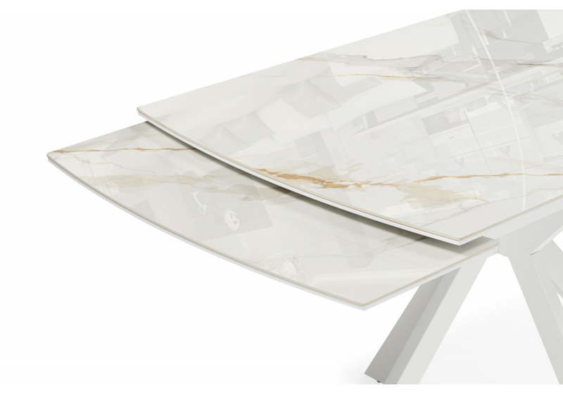 Керамический стол, Катчел-2 120(180)x80 calacatta gold / белый