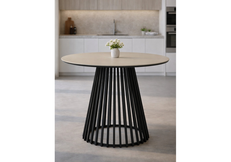 Керамический стол, Нэнси 90 okara light yellow / черный