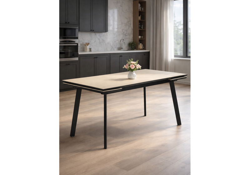 Керамический стол, Норман 120(180)х80 okara light yellow / черный