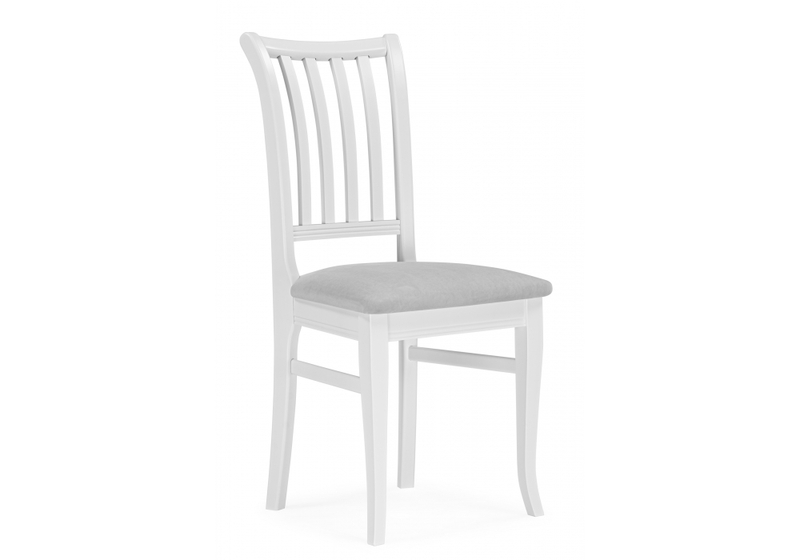 Стул деревянный, Фрезино с проножкой серый велюр / белый