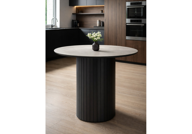 Керамический стол, Гравент 90 carmen light grey / черный