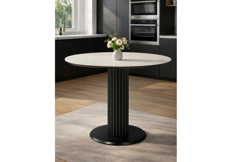 Керамический стол, Кэмерон 90 carmen light grey / черный